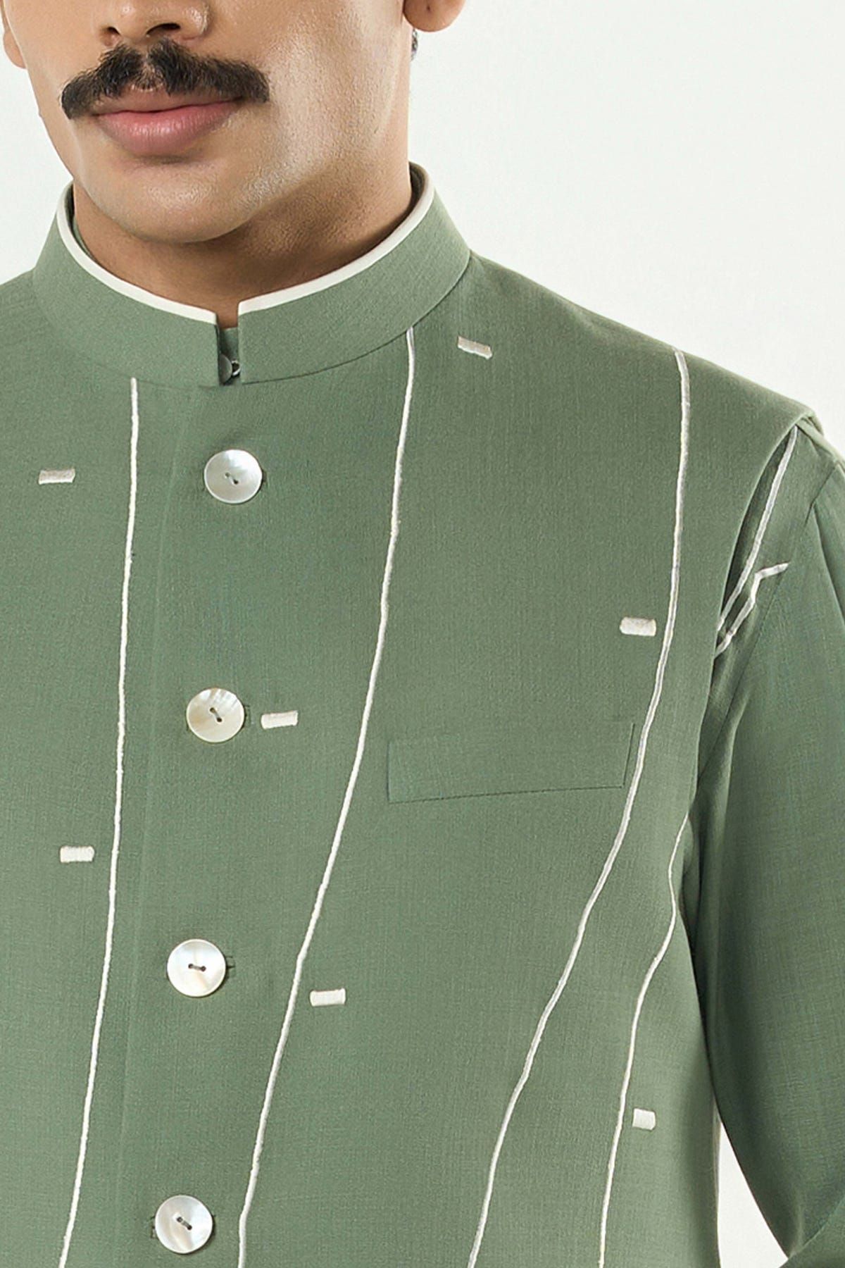 Warp Line Bandi Jacket - Sage Green - image 6