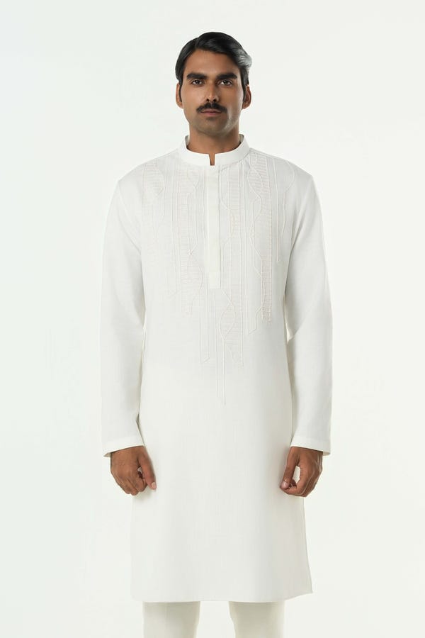 Line out Line — Grill Grid Kurta - Off White