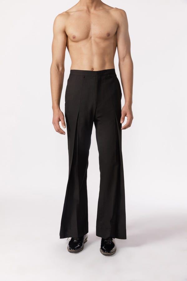 Line out Line — Wide leg pleated pants ( black)