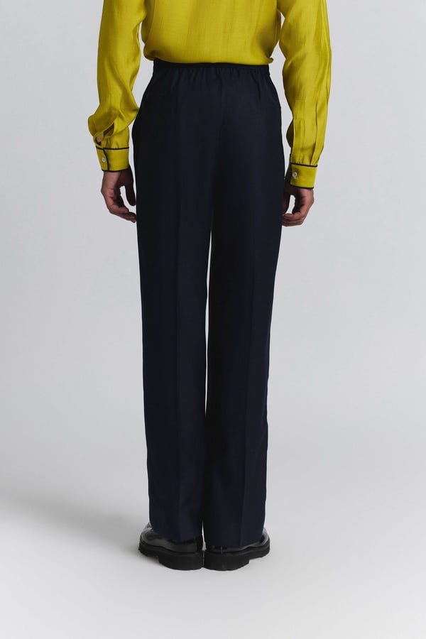 Line out Line — Blue Elastic Waist Band Pants