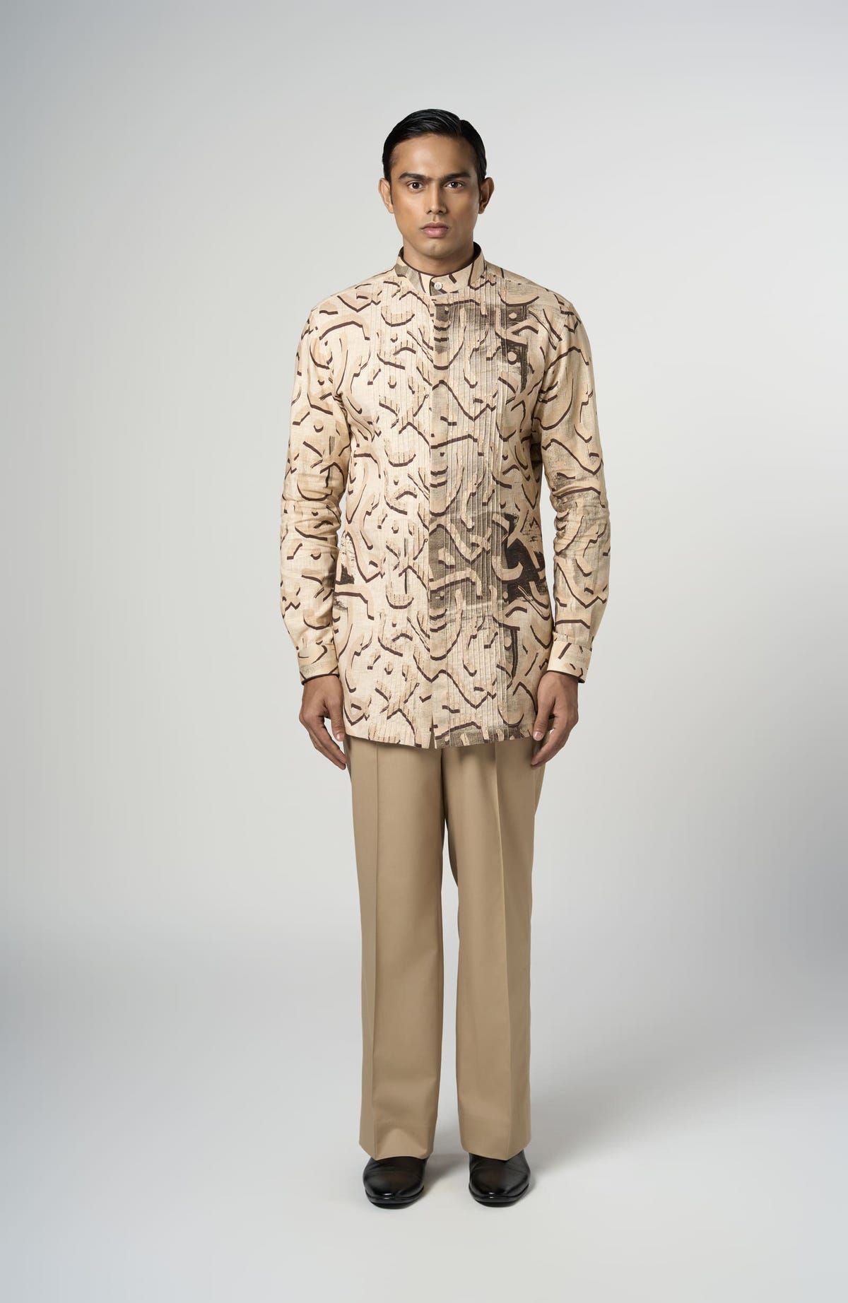 Beige Stucco Pin Tuck Kurta - image 2