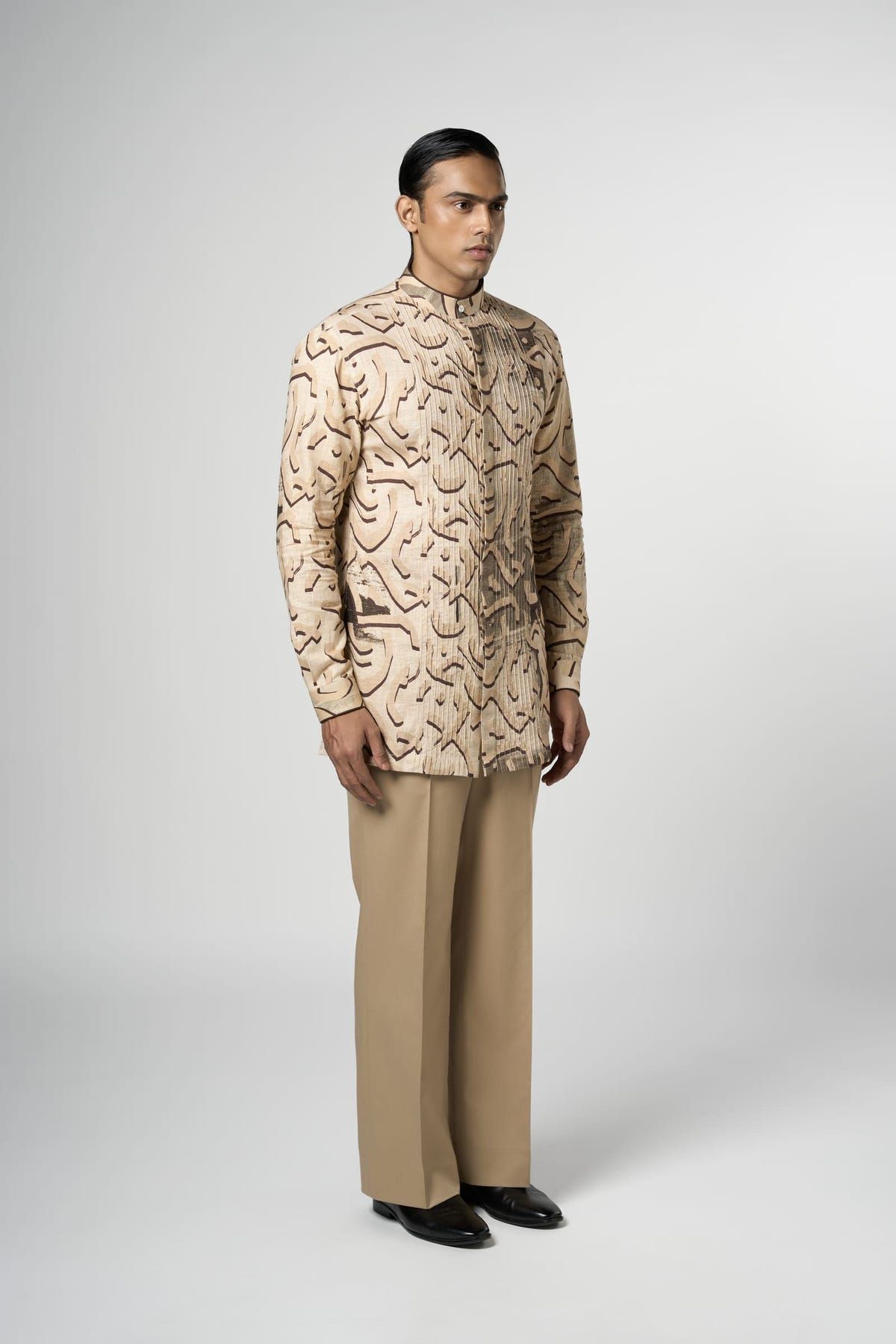 Beige Stucco Pin Tuck Kurta - image 3