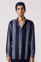 Linear cut and sew striped shirt view 1