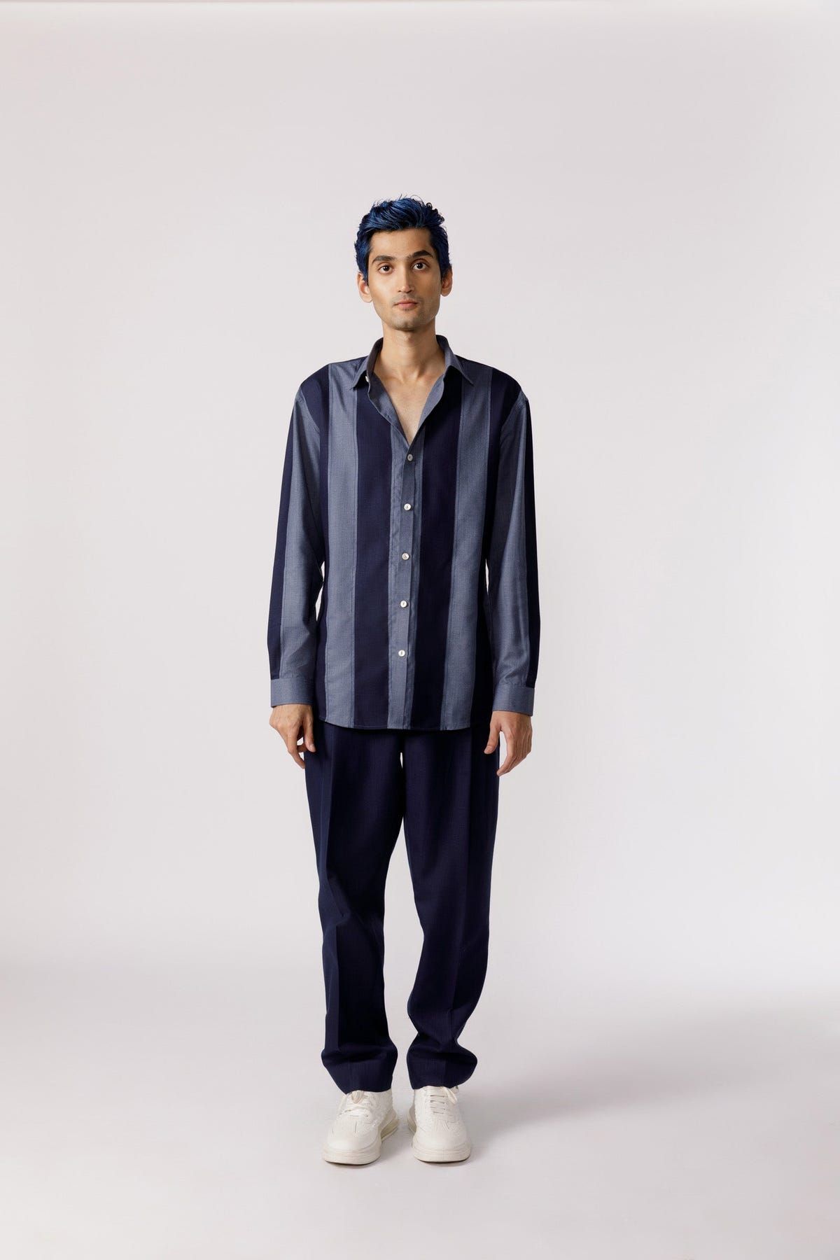 Linear cut and sew striped shirt - image 2
