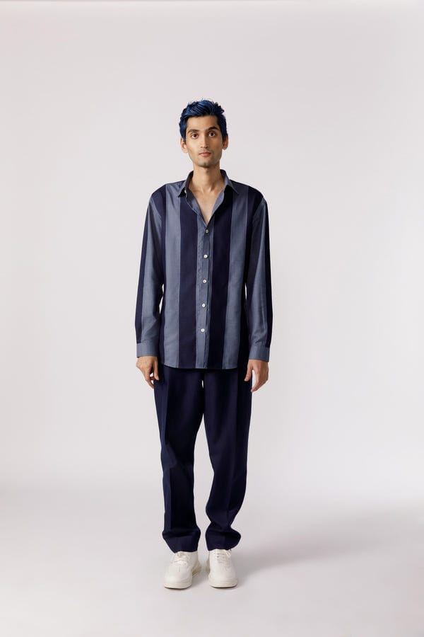 Line out Line — Linear cut and sew striped shirt