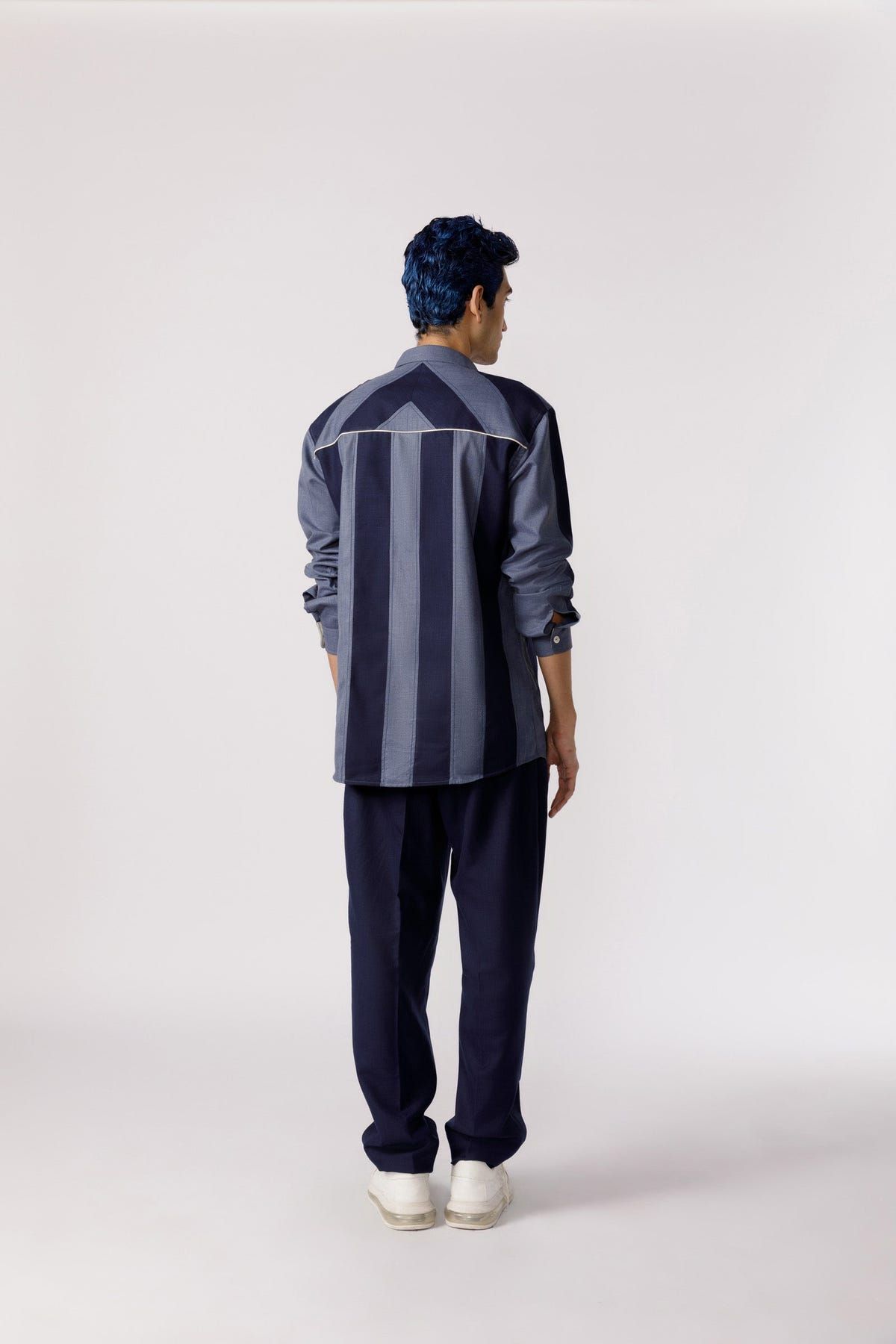 Linear cut and sew striped shirt - image 4