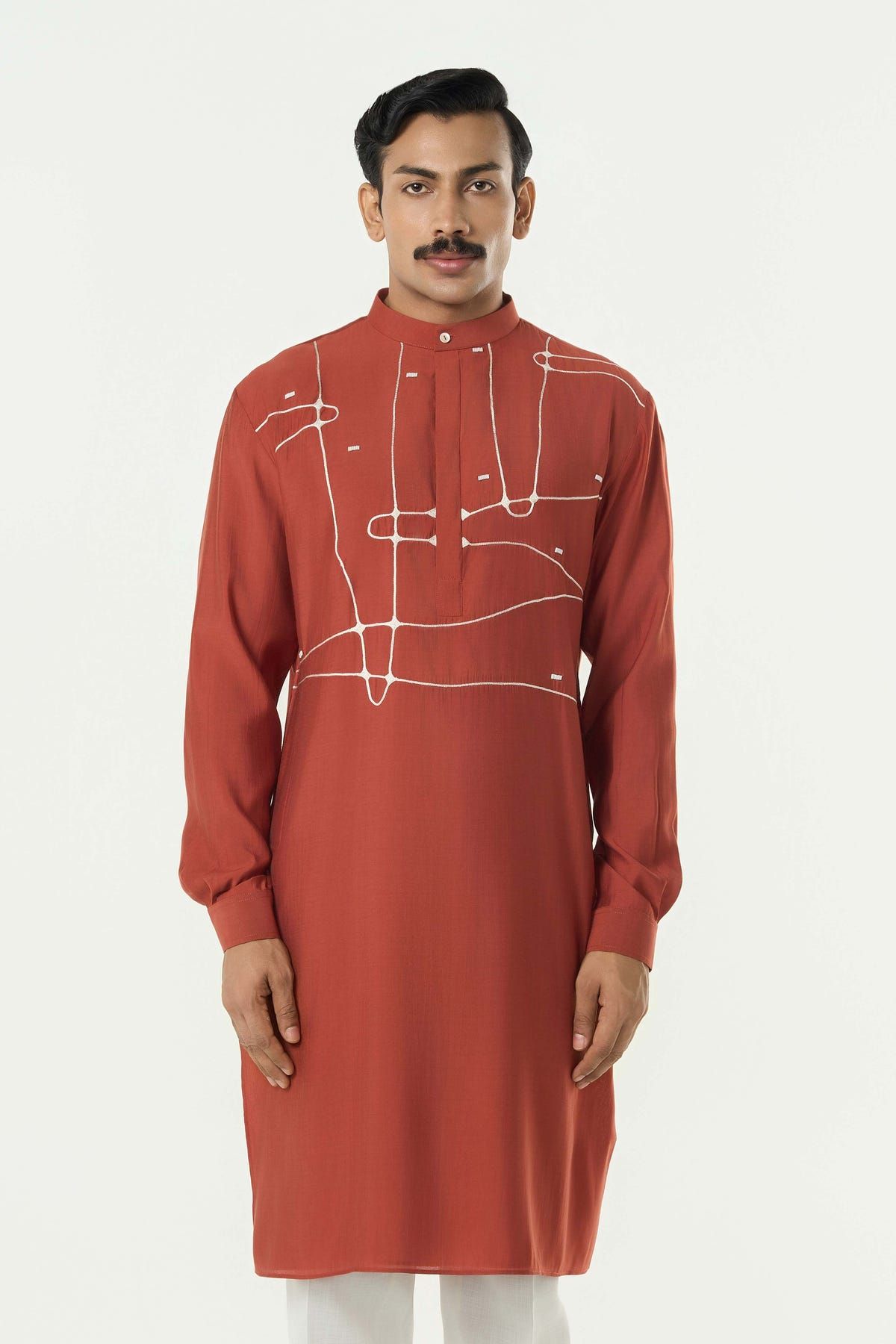 Pixel Warp Kurta - Rust - image 1