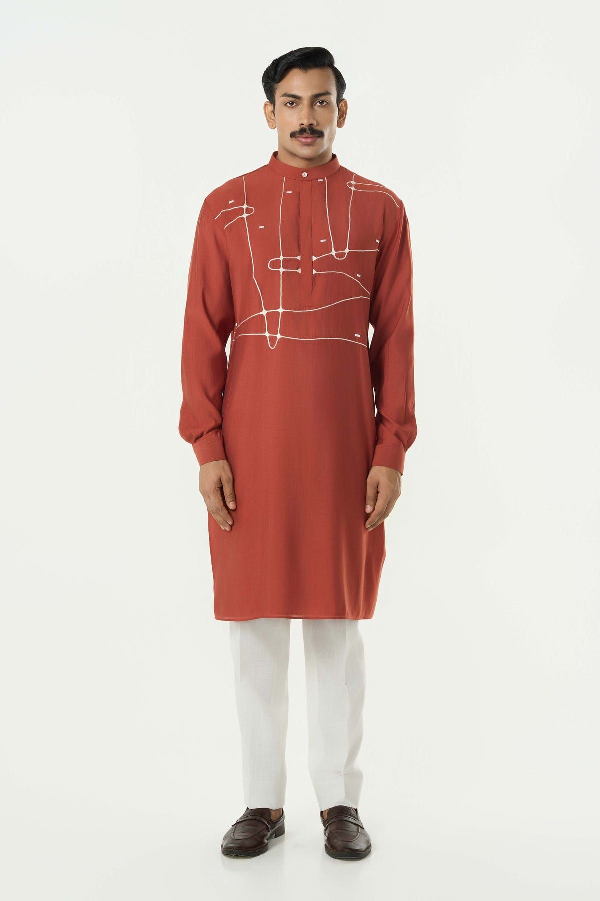 Pixel Warp Kurta - Rust - image 3