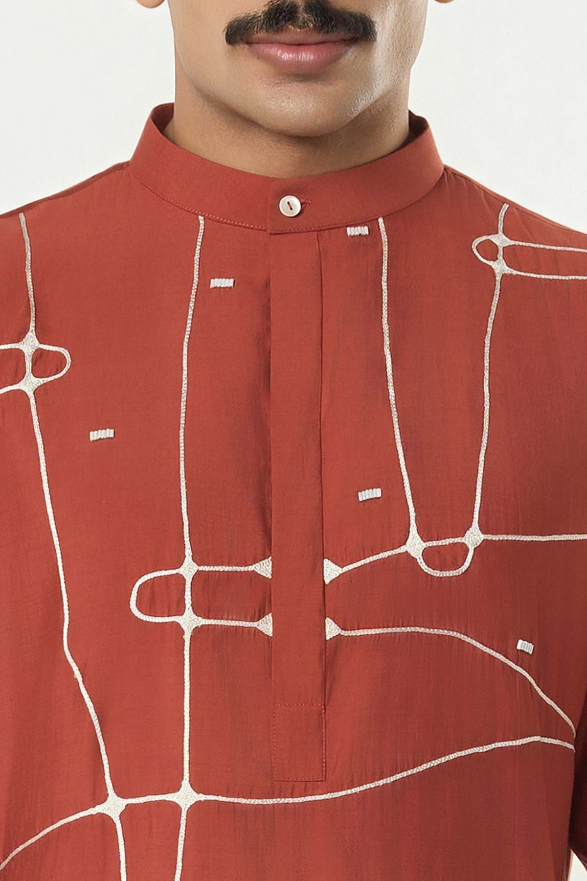 Pixel Warp Kurta - Rust - image 6