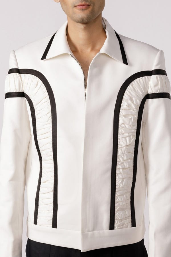 Line out Line — Arched ruched bomber jacket