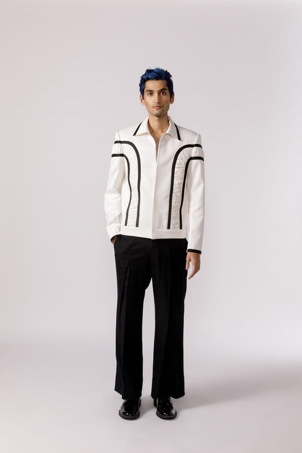 Line out Line — Arched ruched bomber jacket