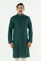 City Pulse Kurta - Bottle Green view 1