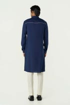 Pixel Warp Kurta - Navy Blue view 4