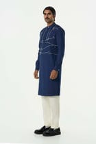 Pixel Warp Kurta - Navy Blue view 5