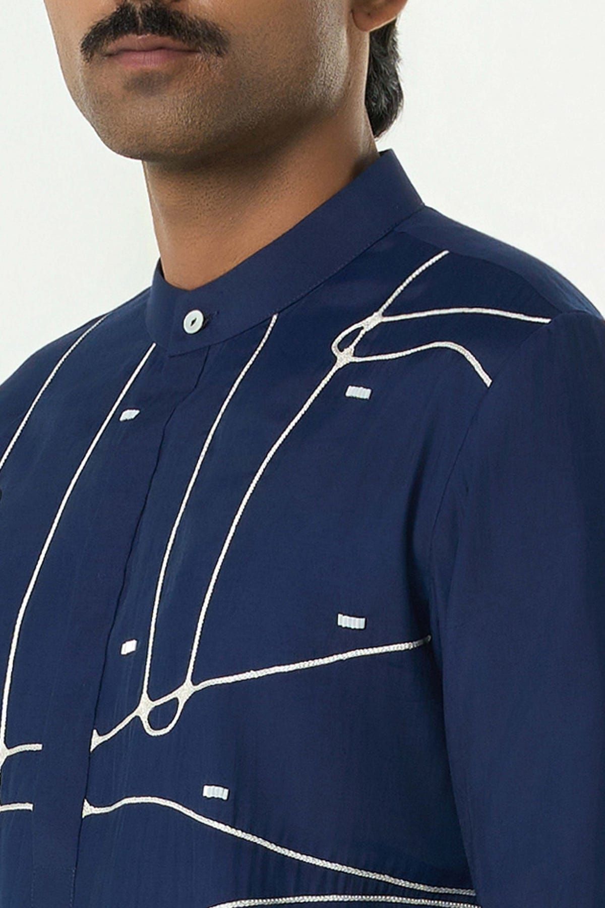 Pixel Warp Kurta - Navy Blue - image 6