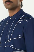 Pixel Warp Kurta - Navy Blue view 6