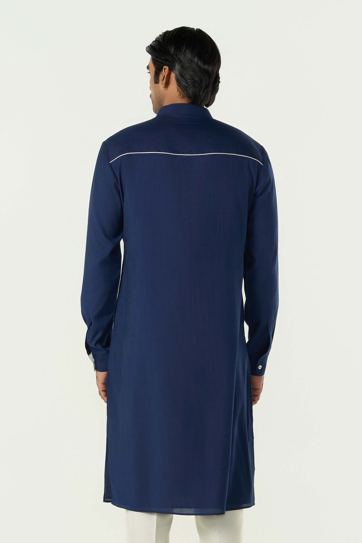 Geo Block Kurta - Navy Blue - image 2