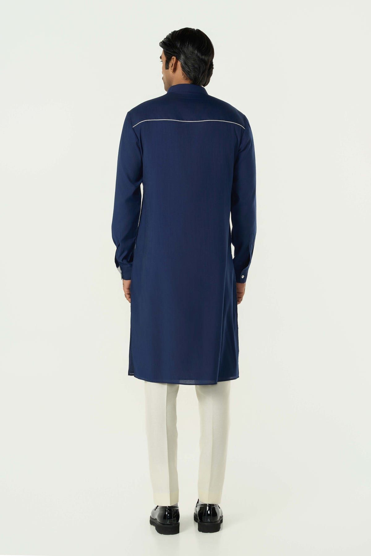 Geo Block Kurta - Navy Blue - image 4