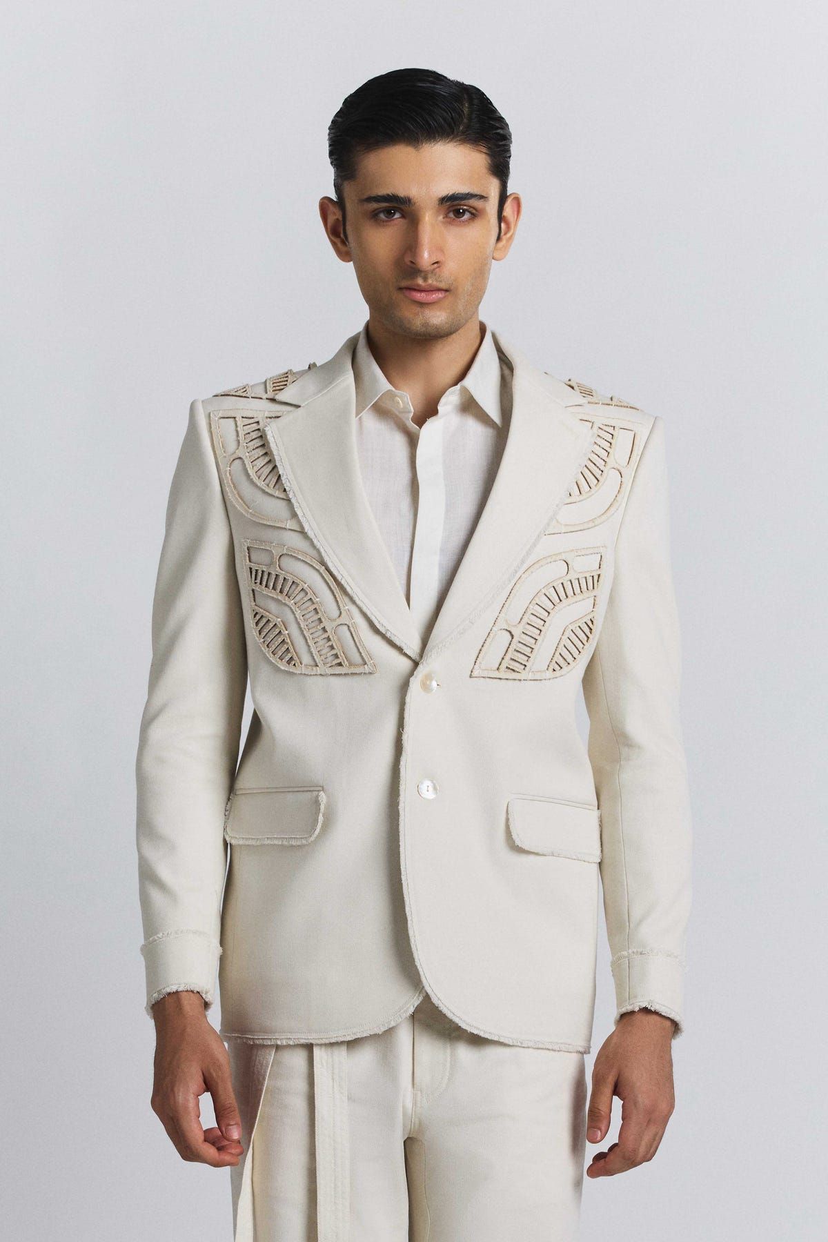 Ivory Laser Cut Blazer - image 1