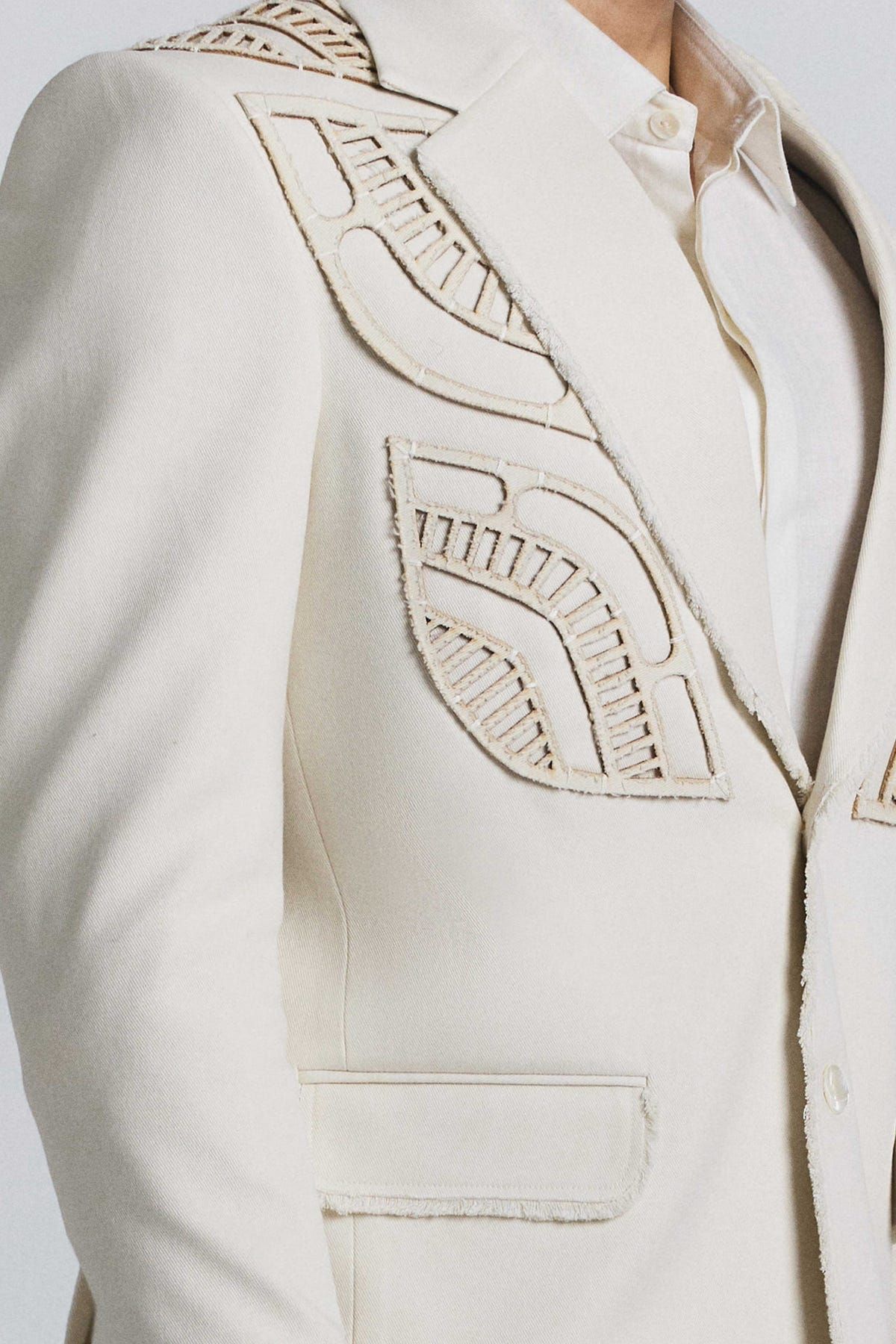 Ivory Laser Cut Blazer - image 7