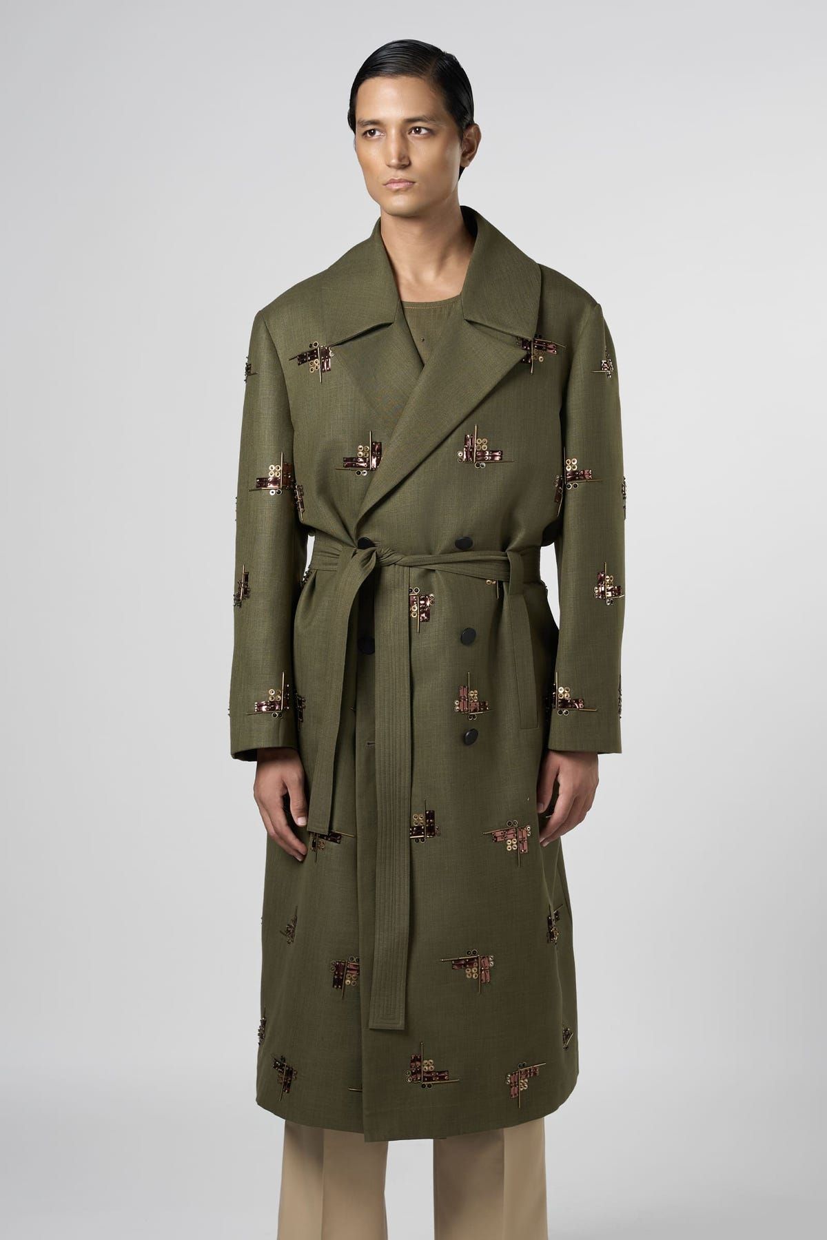 Beam Embroidered Motif Trench - image 2