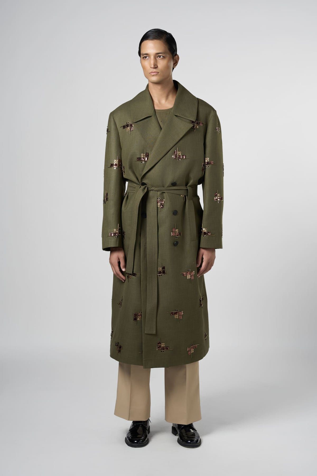 Beam Embroidered Motif Trench - image 3
