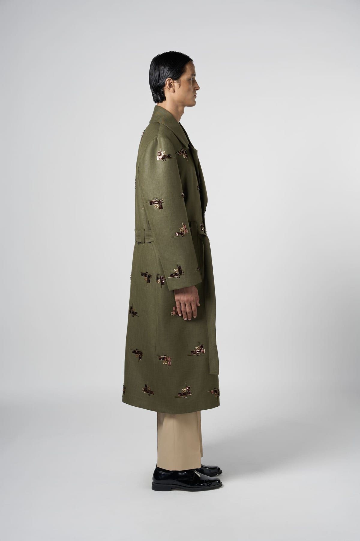 Beam Embroidered Motif Trench - image 4