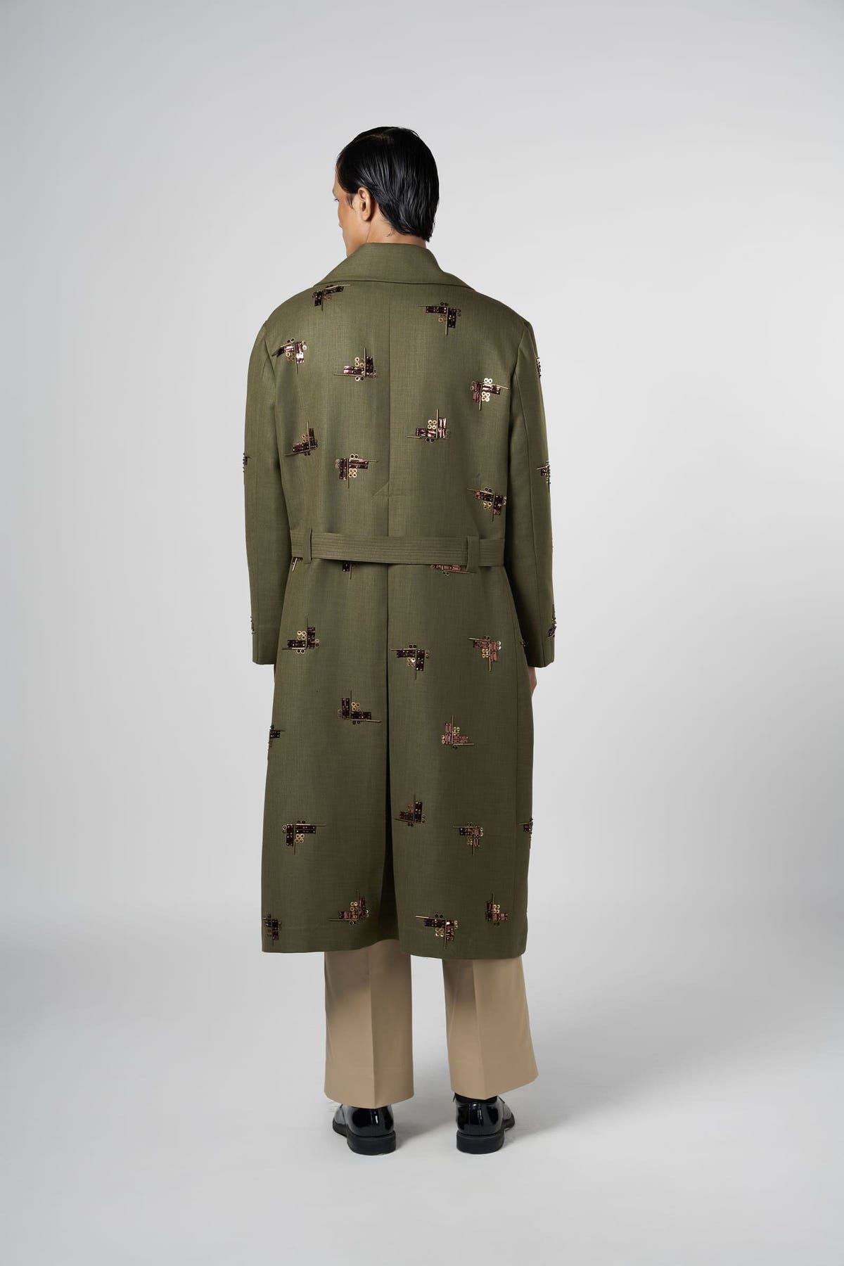 Beam Embroidered Motif Trench - image 5