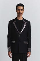 Grid Alloy Embellished Blazer view 1