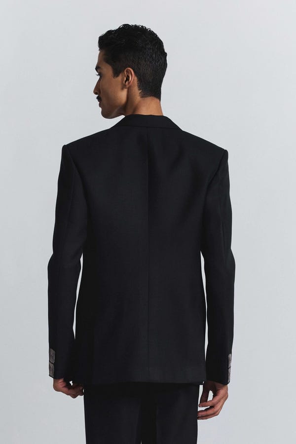 Line out Line — Grid Alloy Embellished Blazer