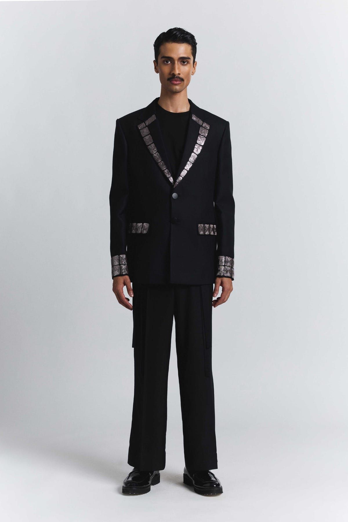 Grid Alloy Embellished Blazer - image 4