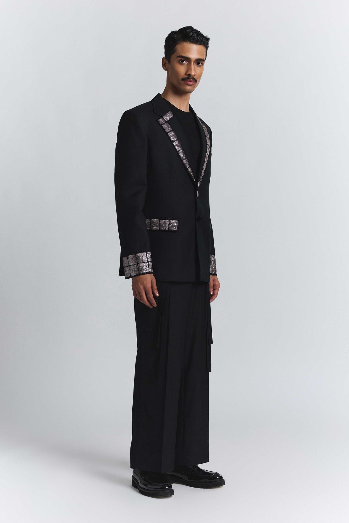 Grid Alloy Embellished Blazer - image 5