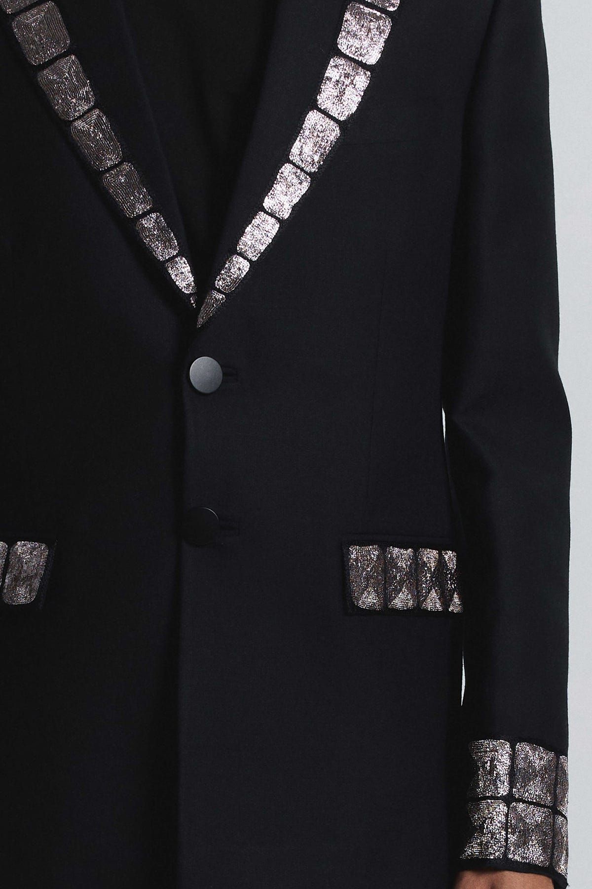 Grid Alloy Embellished Blazer - image 7