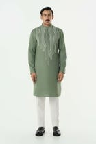 Grill Grid Kurta - Sage Green view 3