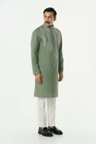 Grill Grid Kurta - Sage Green view 5