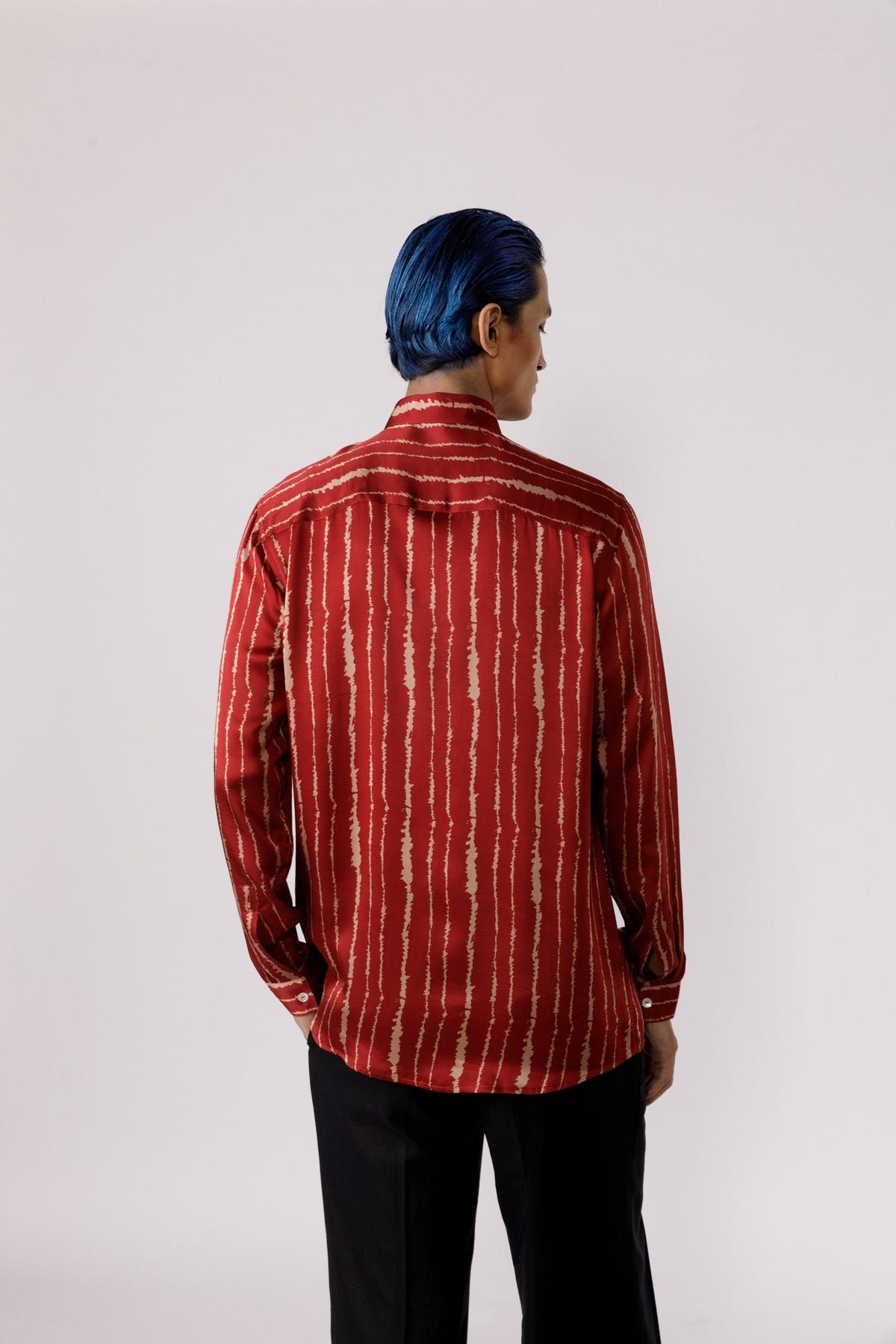 Red cascade silk shirt - image 2