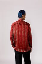 Red cascade silk shirt view 2