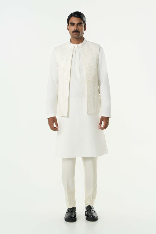 Line out Line — Grill Grid Bandi Jacket Set - Off White