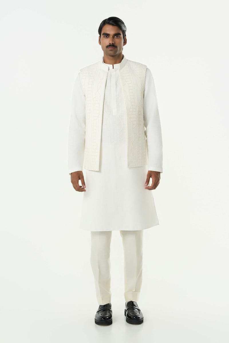 Grill Grid Bandi Jacket Set - Off White