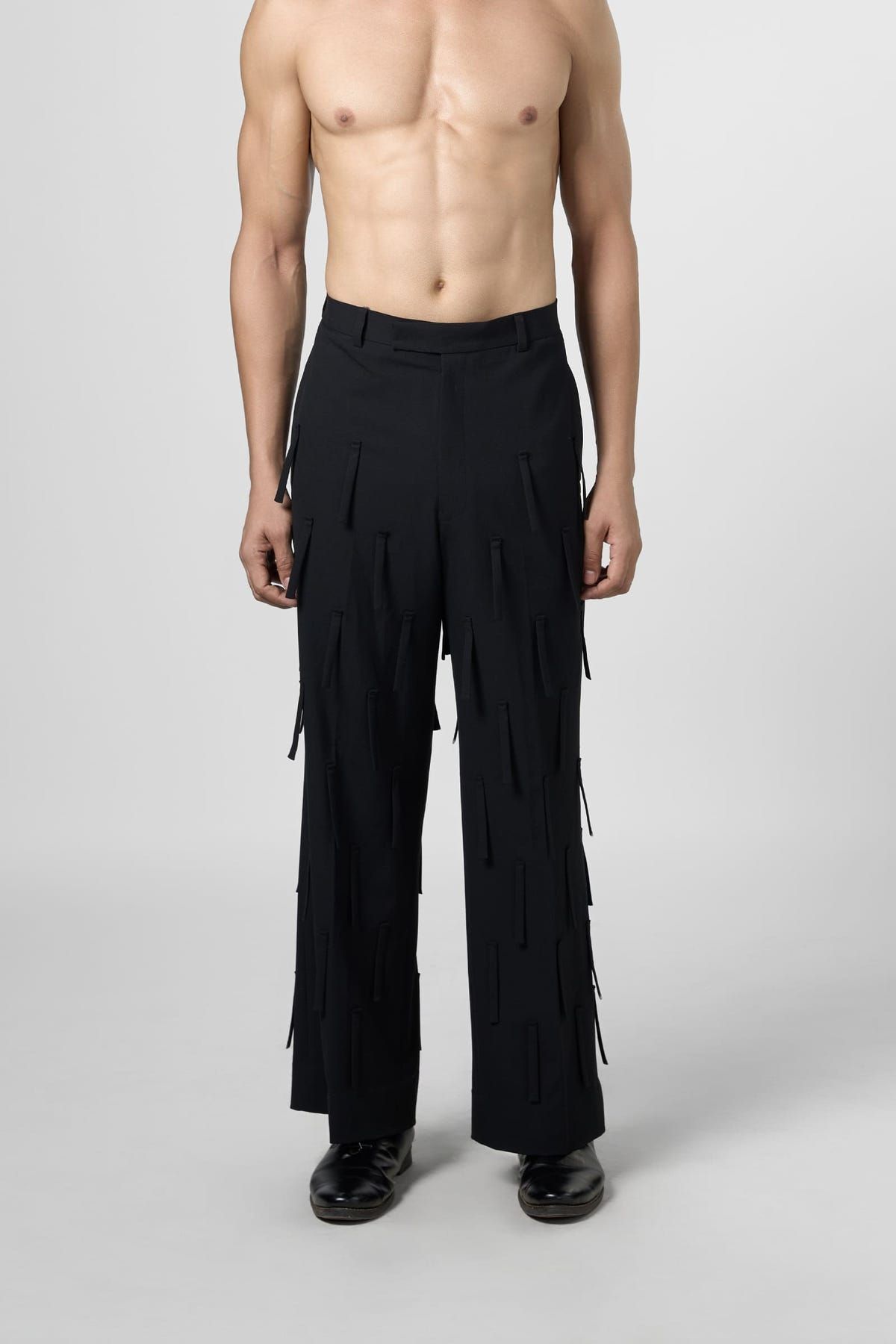 High Waist Fringe Texture Pants - image 1