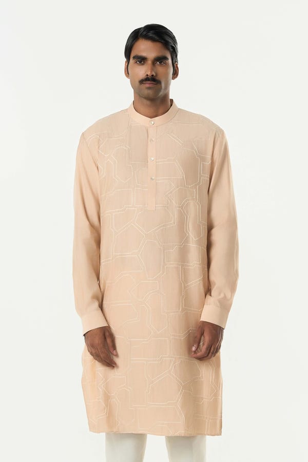 Line out Line — Geo Block Kurta - Beige