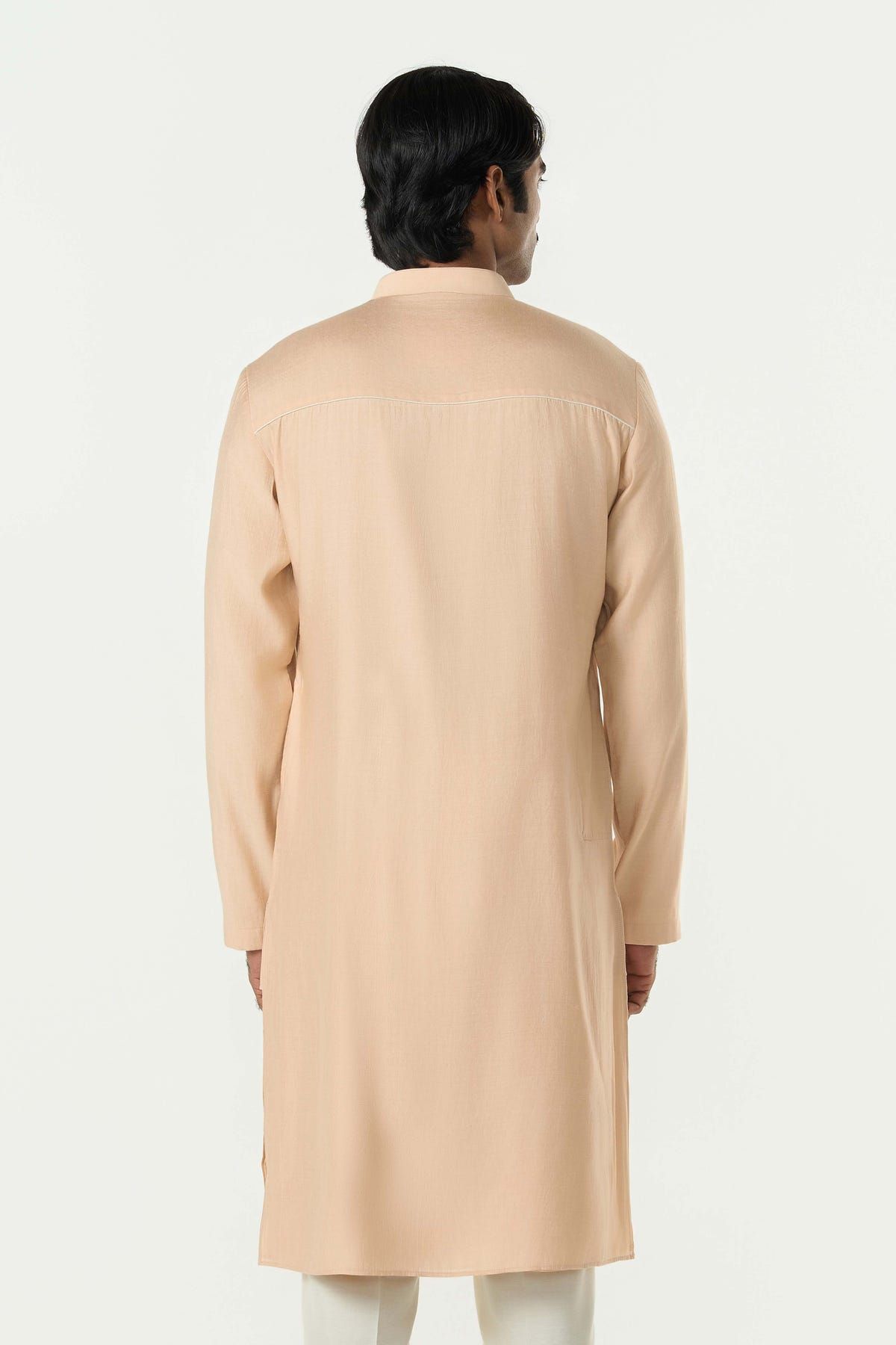 Geo Block Kurta - Beige - image 2