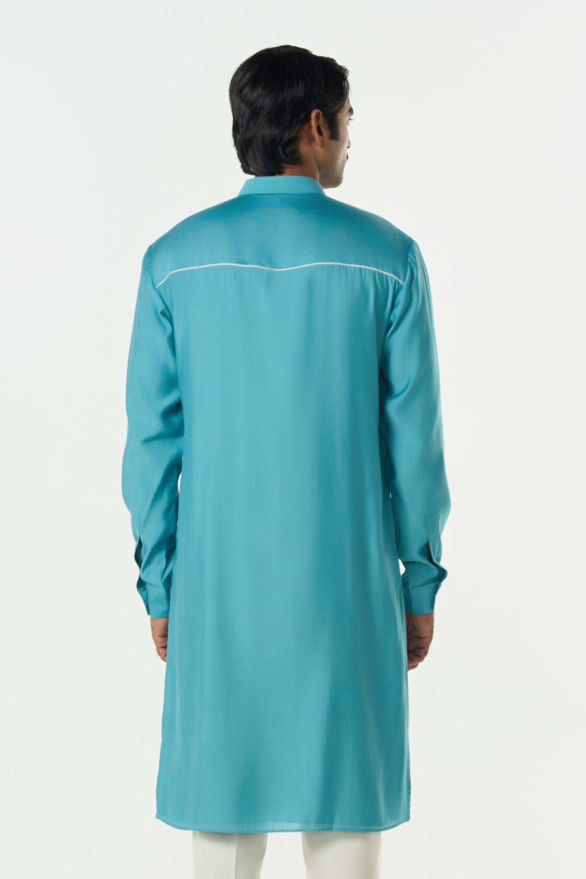Pixel Warp Kurta - Teal Blue - image 2