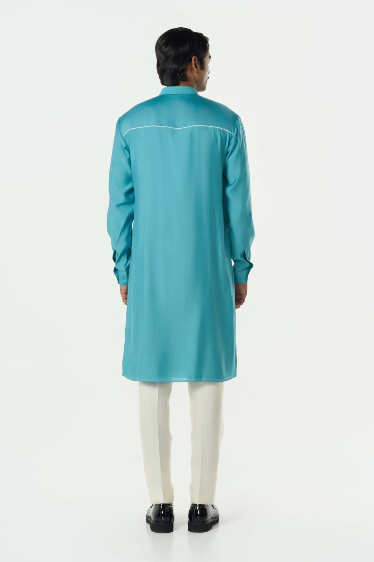Pixel Warp Kurta - Teal Blue - image 4
