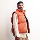 Pericardium Handknit Puffer Gilet- Orange view 2