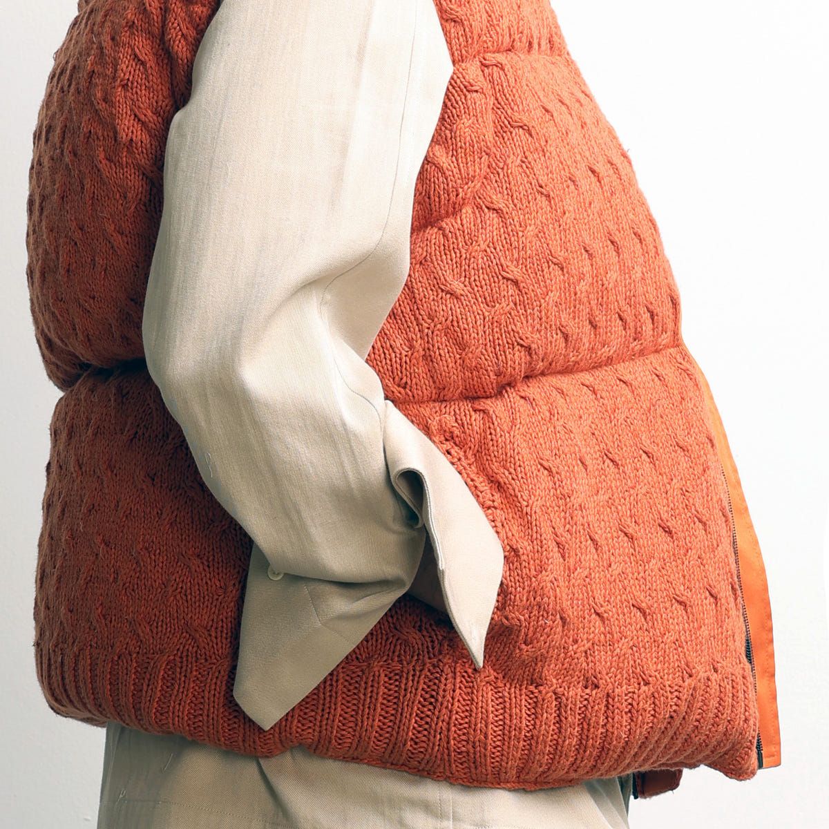 Pericardium Handknit Puffer Gilet- Orange - image 4