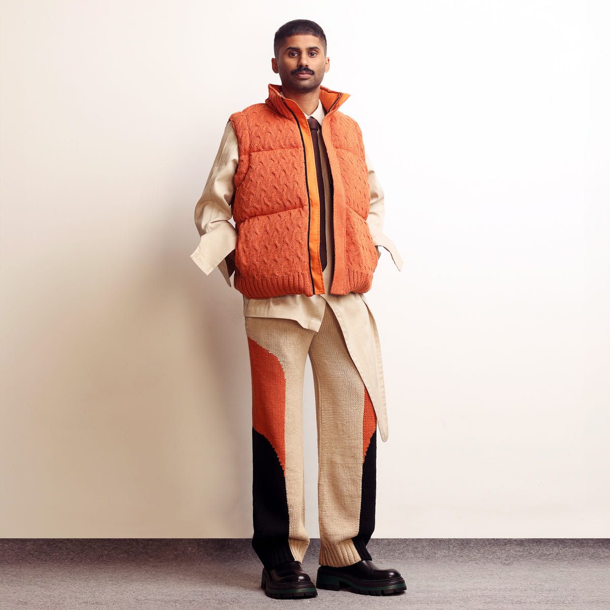 Pericardium Handknit Puffer Gilet- Orange - image 5