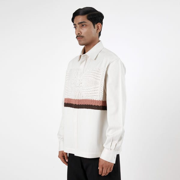 MARGN — Crochet Applique Shirt- OW