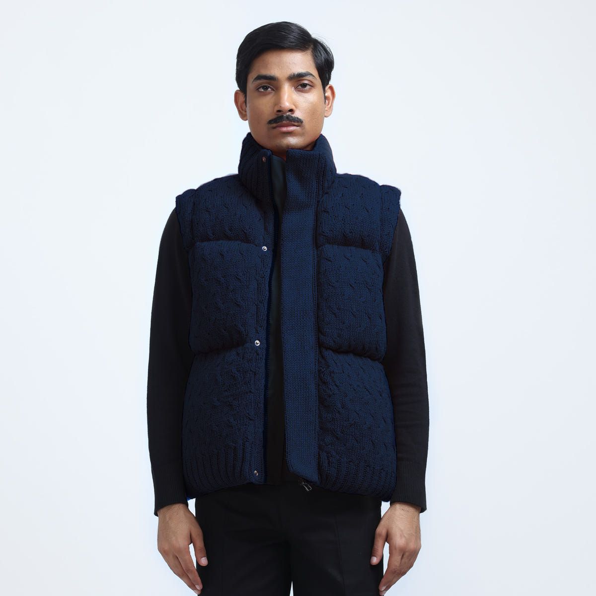 Pericardium Handknit Puffer Gilet- Navy Blue - image 1