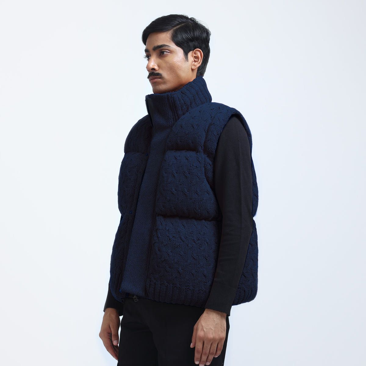 Pericardium Handknit Puffer Gilet- Navy Blue - image 2